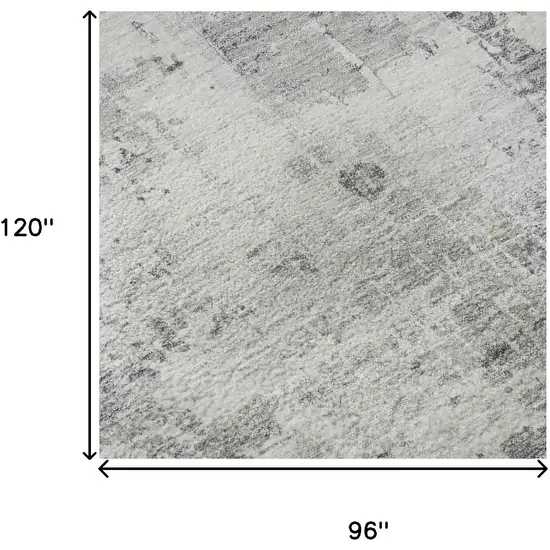 Gray And Silver Abstract Washable Area Rug With UV Protection Photo 8