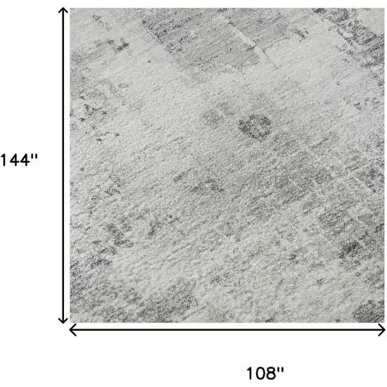 Gray And Silver Abstract Washable Area Rug With UV Protection Photo 9