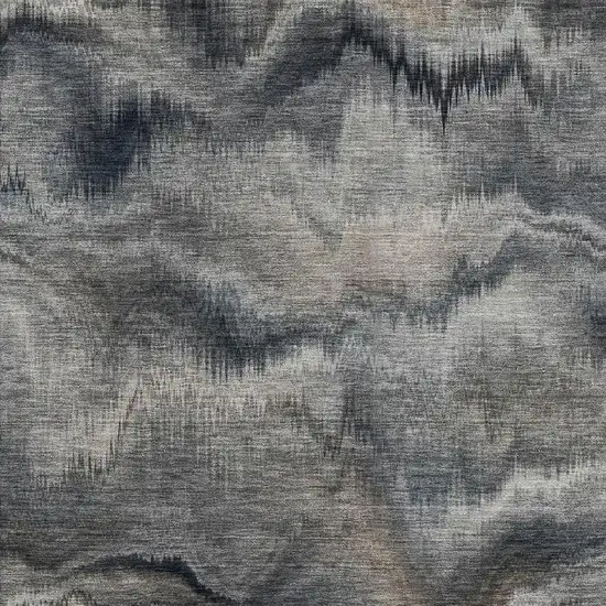 Gray And Silver Abstract Washable Area Rug With UV Protection Photo 3