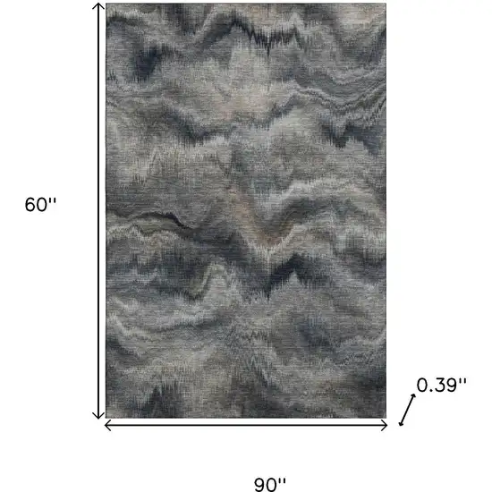 Gray And Silver Abstract Washable Area Rug With UV Protection Photo 9