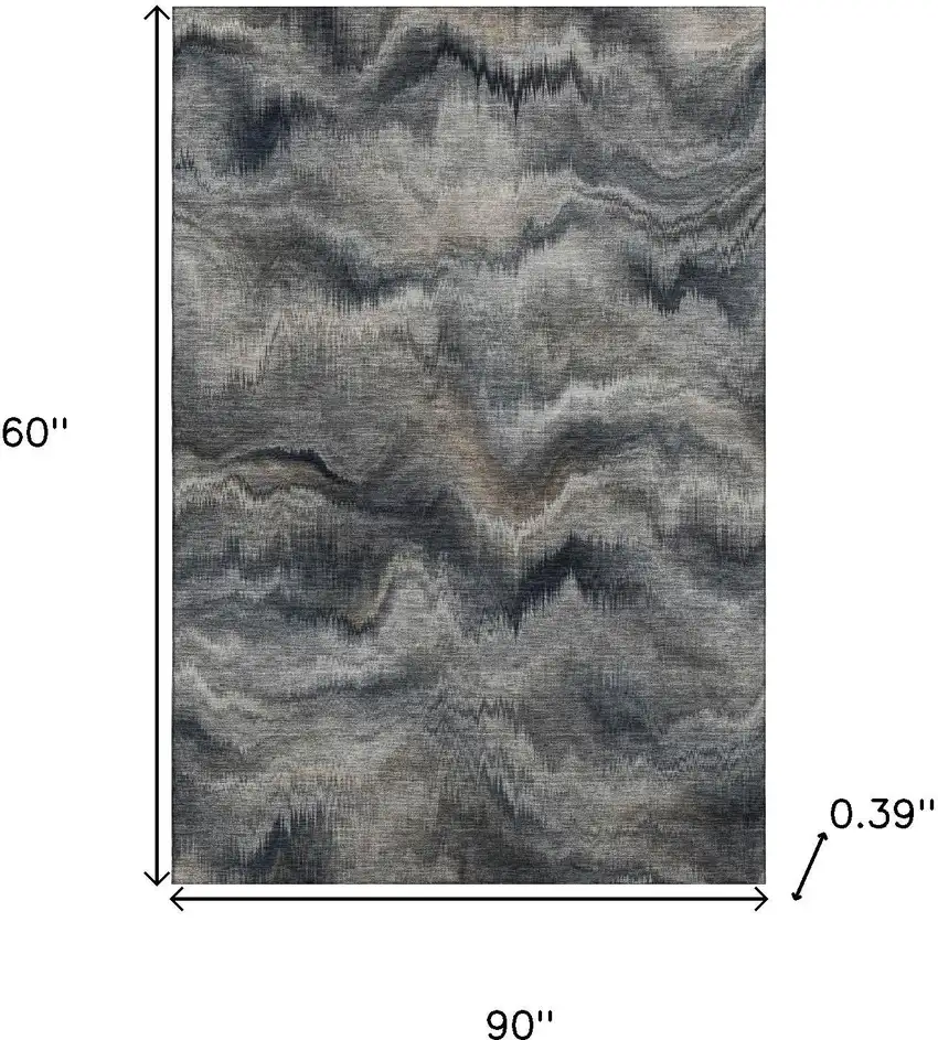 Gray And Silver Abstract Washable Area Rug With UV Protection Photo 9