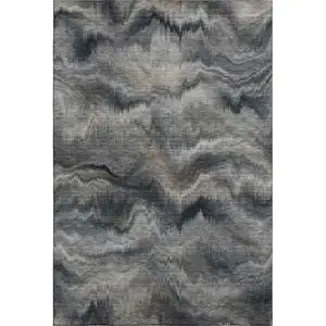 Photo of Gray And Silver Abstract Washable Area Rug With UV Protection
