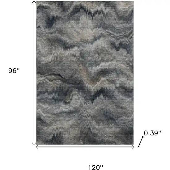 Gray And Silver Abstract Washable Area Rug With UV Protection Photo 9