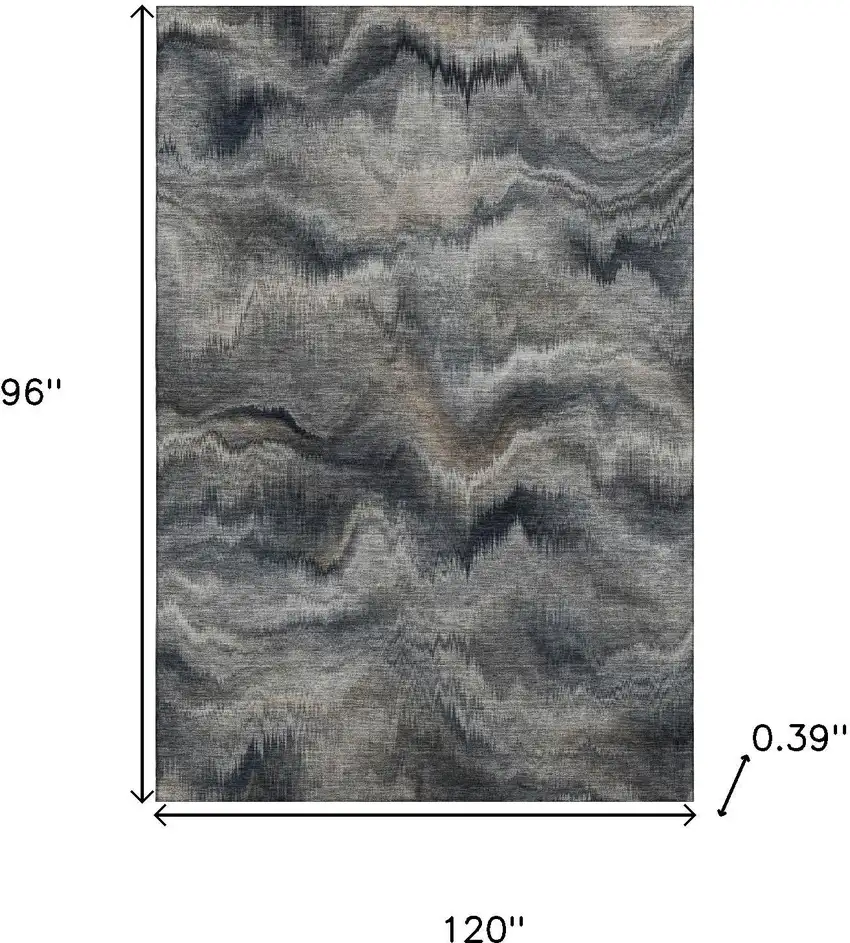 Gray And Silver Abstract Washable Area Rug With UV Protection Photo 9