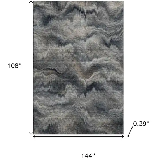 Gray And Silver Abstract Washable Area Rug With UV Protection Photo 9
