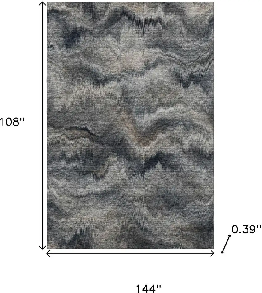 Gray And Silver Abstract Washable Area Rug With UV Protection Photo 9