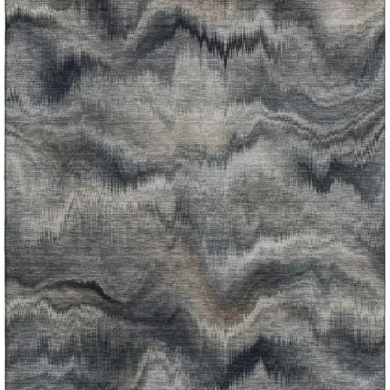 Gray And Silver Abstract Washable Area Rug With UV Protection Photo 4