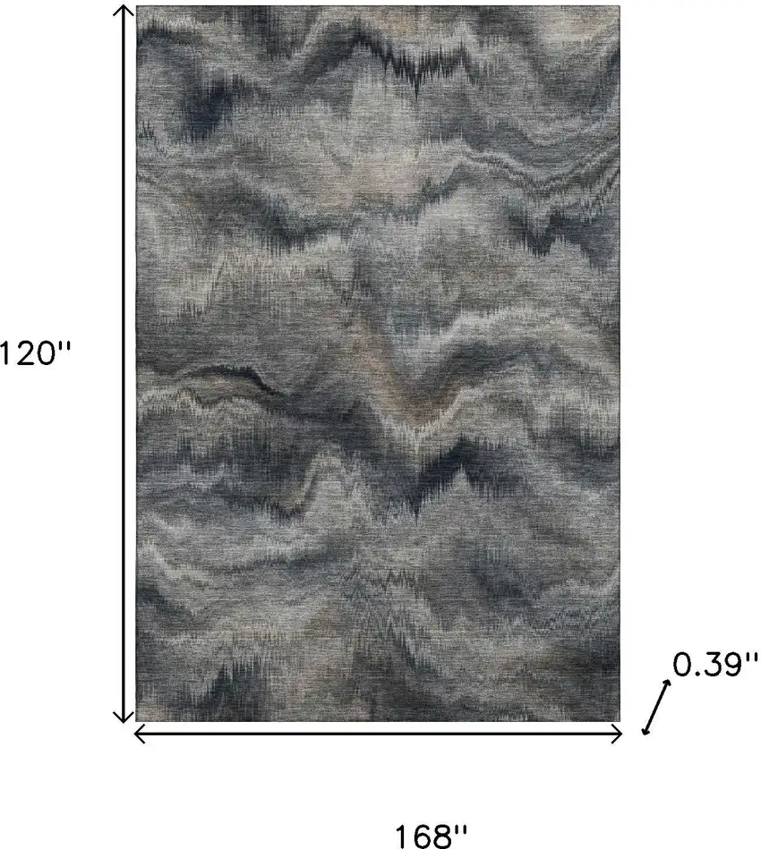 Gray And Silver Abstract Washable Area Rug With UV Protection Photo 9