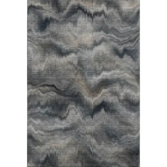 Gray And Silver Abstract Washable Area Rug With UV Protection Photo 1