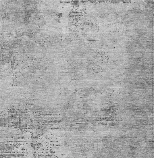 Gray And Silver Abstract Washable Indoor Outdoor Area Rug Photo 5