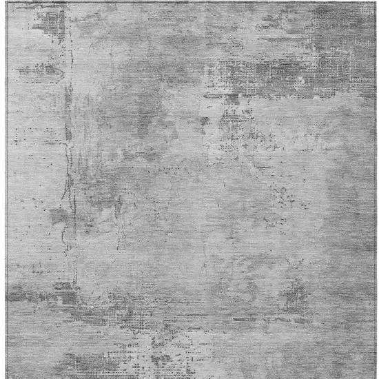 Gray And Silver Abstract Washable Indoor Outdoor Area Rug Photo 6