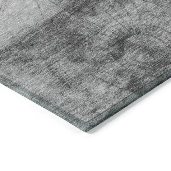 Gray And Silver Abstract Washable Indoor Outdoor Area Rug Photo 9