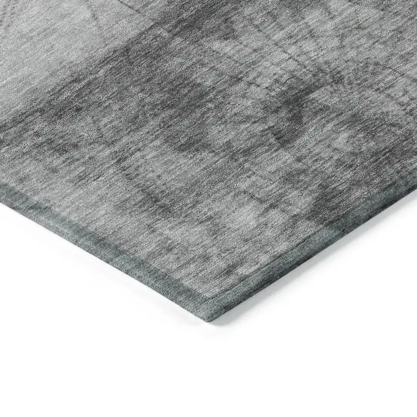 Gray And Silver Abstract Washable Indoor Outdoor Area Rug Photo 9