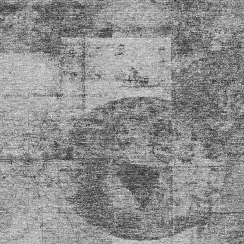 Gray And Silver Abstract Washable Indoor Outdoor Area Rug Photo 4