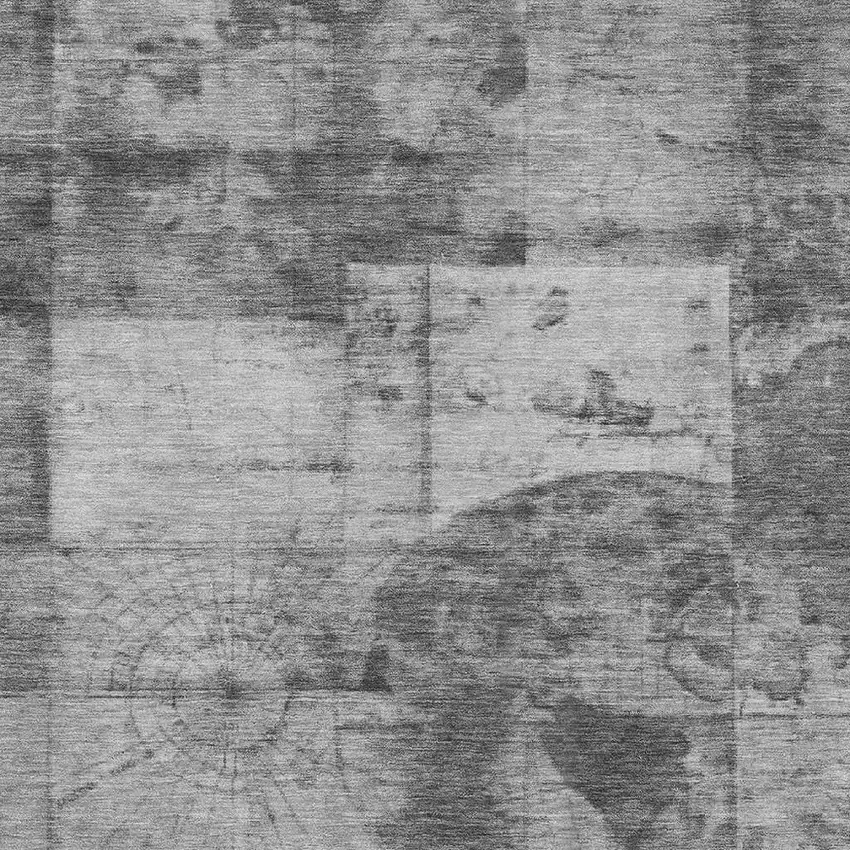 Gray And Silver Abstract Washable Indoor Outdoor Area Rug Photo 4