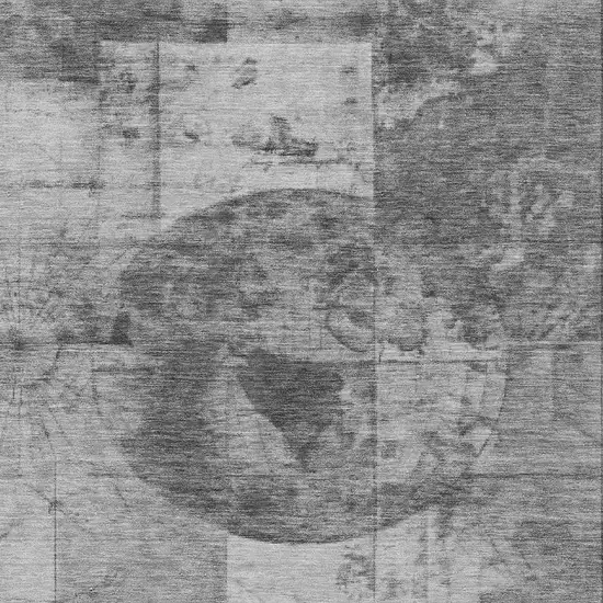 Gray And Silver Abstract Washable Indoor Outdoor Area Rug Photo 3