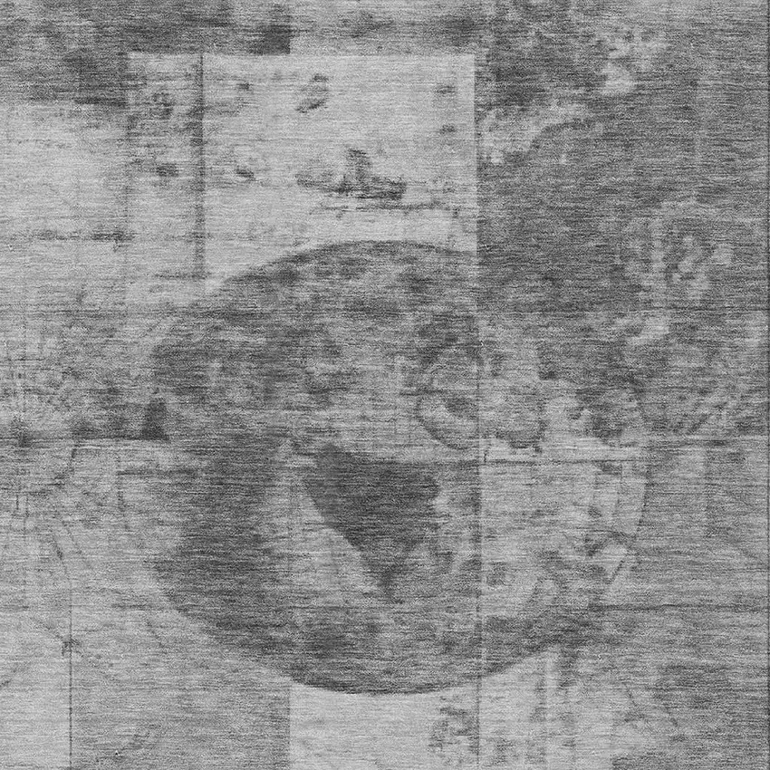 Gray And Silver Abstract Washable Indoor Outdoor Area Rug Photo 3