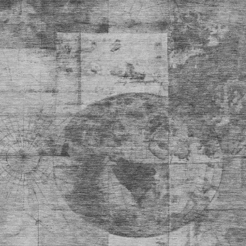 Gray And Silver Abstract Washable Indoor Outdoor Area Rug Photo 4