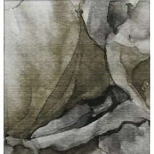 Photo of Gray And Silver Abstract Washable Indoor Outdoor Area Rug