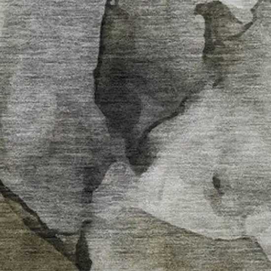 Gray And Silver Abstract Washable Indoor Outdoor Area Rug Photo 3