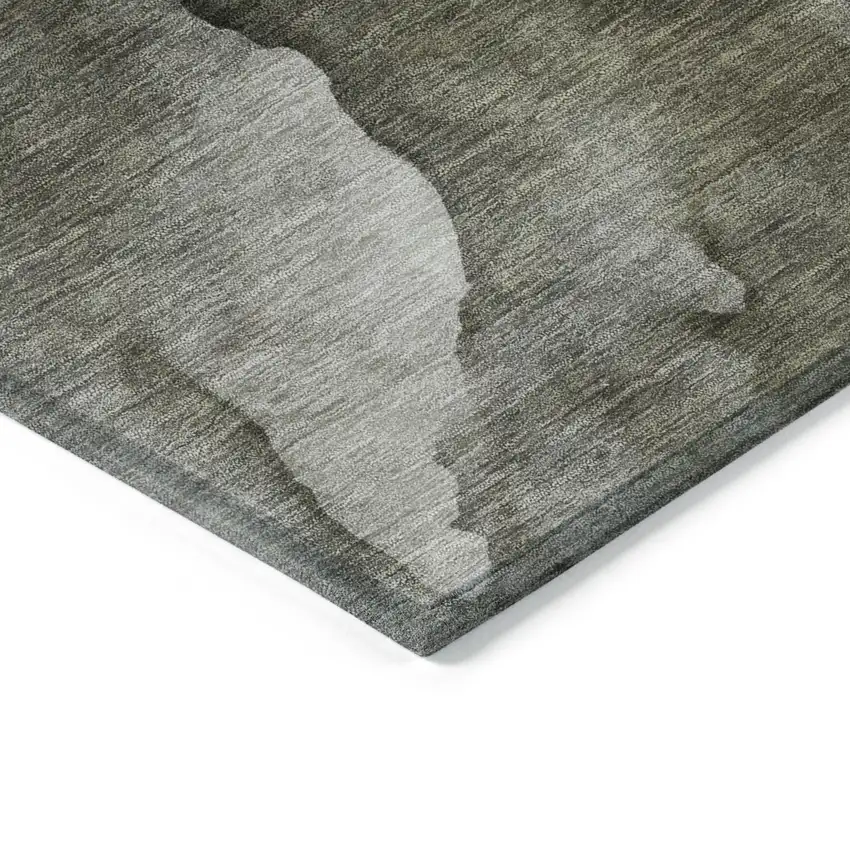 Gray And Silver Abstract Washable Indoor Outdoor Area Rug Photo 6