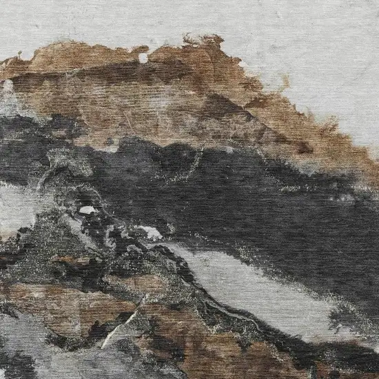 Gray And Silver Abstract Washable Indoor Outdoor Area Rug Photo 3