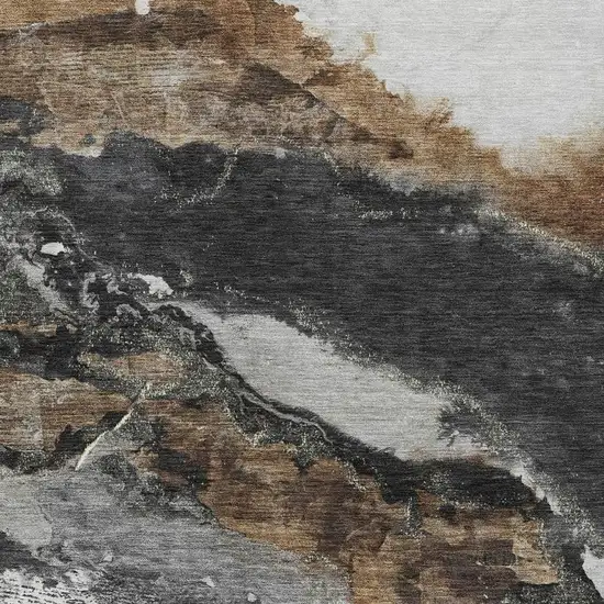 Gray And Silver Abstract Washable Indoor Outdoor Area Rug Photo 3