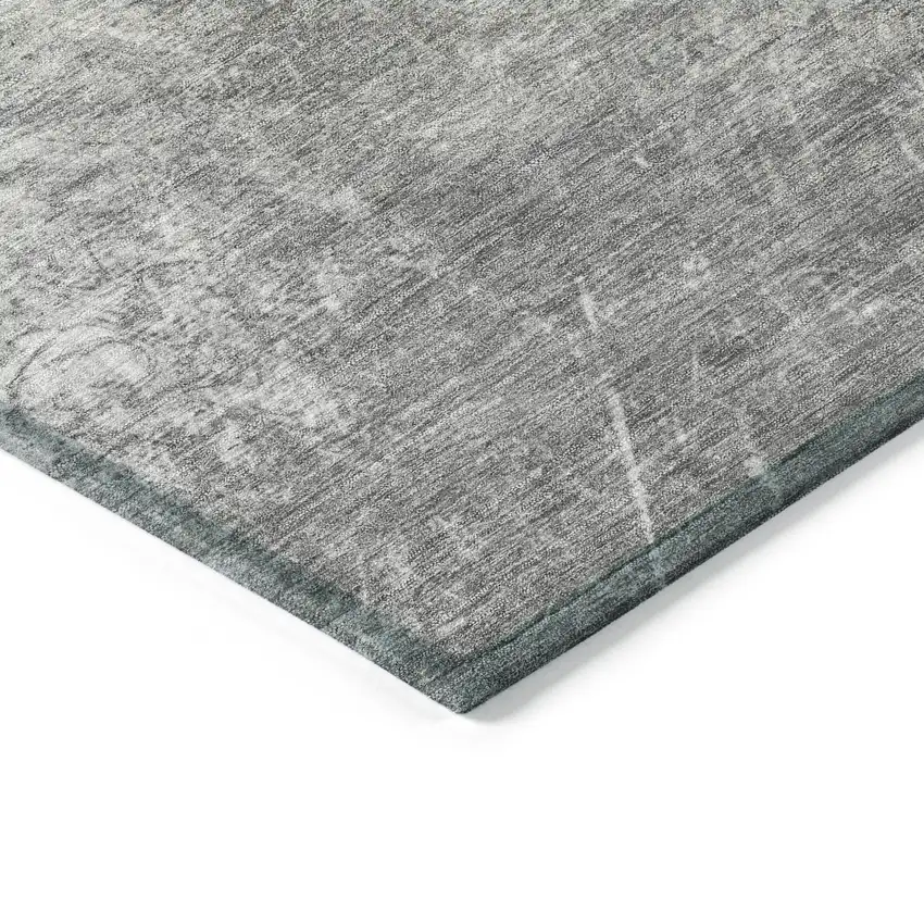 Gray And Silver Abstract Washable Indoor Outdoor Area Rug Photo 6