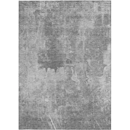 Gray And Silver Abstract Washable Indoor Outdoor Area Rug Photo 4