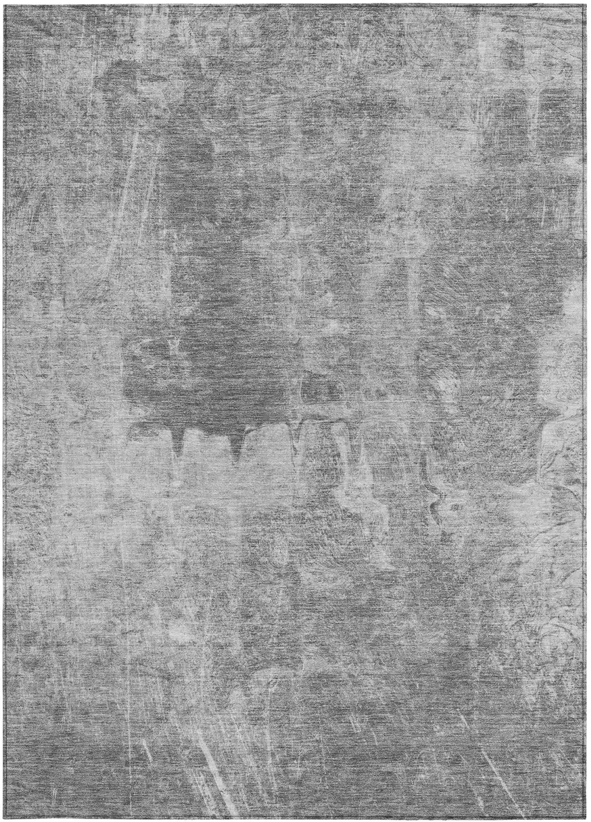 Gray And Silver Abstract Washable Indoor Outdoor Area Rug Photo 4