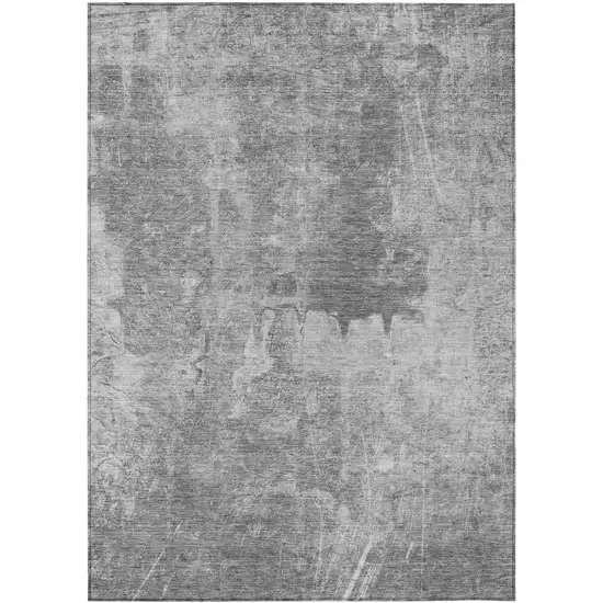 Gray And Silver Abstract Washable Indoor Outdoor Area Rug Photo 2