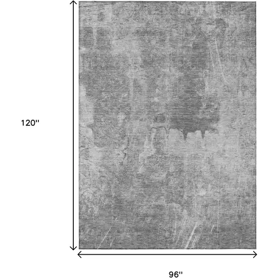 Gray And Silver Abstract Washable Indoor Outdoor Area Rug Photo 3