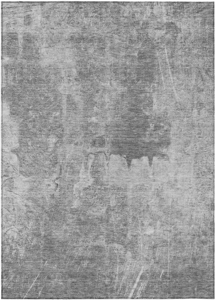 Gray And Silver Abstract Washable Indoor Outdoor Area Rug Photo 2