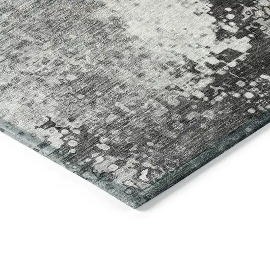 Gray And Silver Abstract Washable Indoor Outdoor Area Rug Photo 5