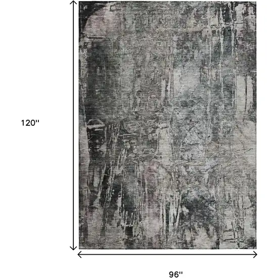 Gray And Silver Abstract Washable Indoor Outdoor Area Rug Photo 3