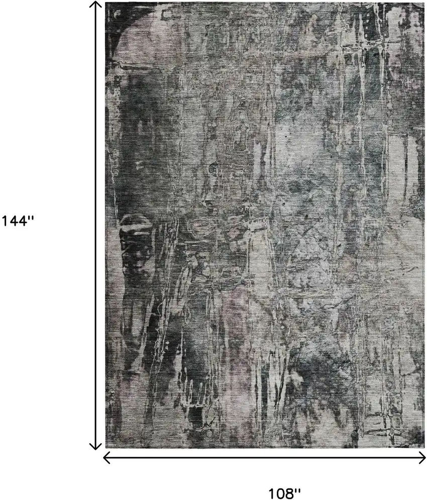 Gray And Silver Abstract Washable Indoor Outdoor Area Rug Photo 3