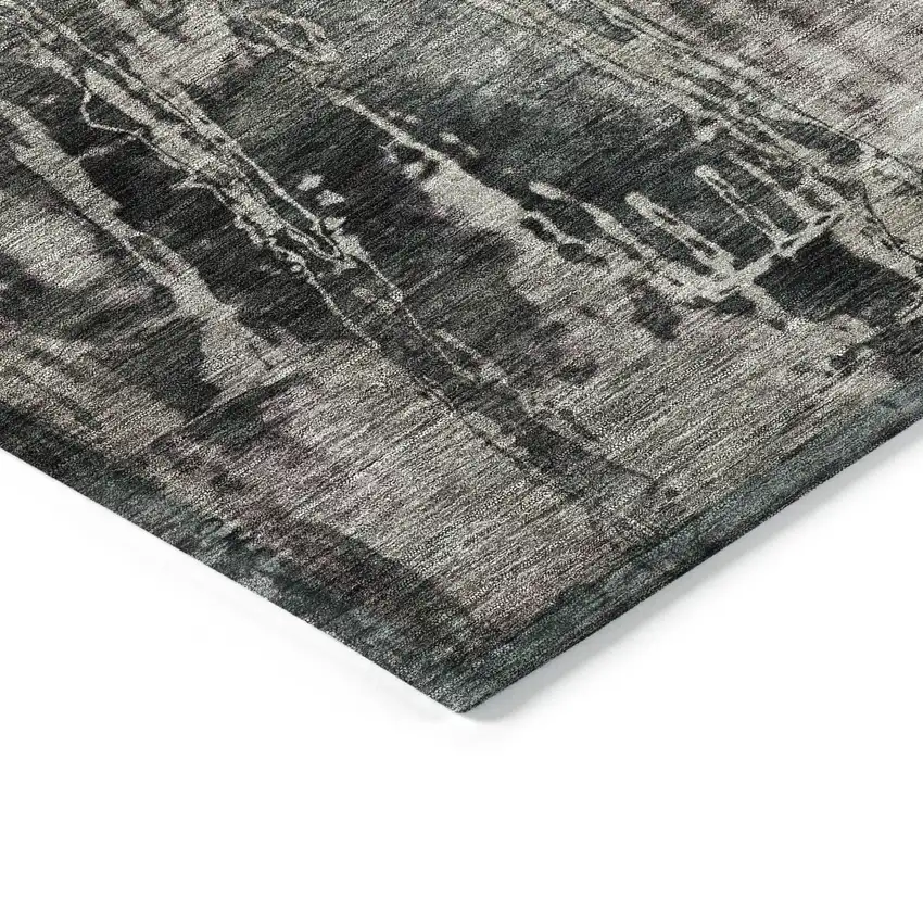 Gray And Silver Abstract Washable Indoor Outdoor Area Rug Photo 9