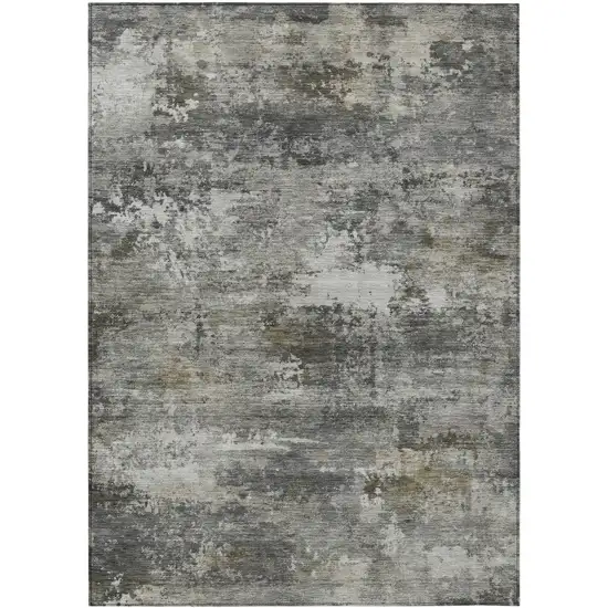 Gray And Silver Abstract Washable Indoor Outdoor Area Rug Photo 8