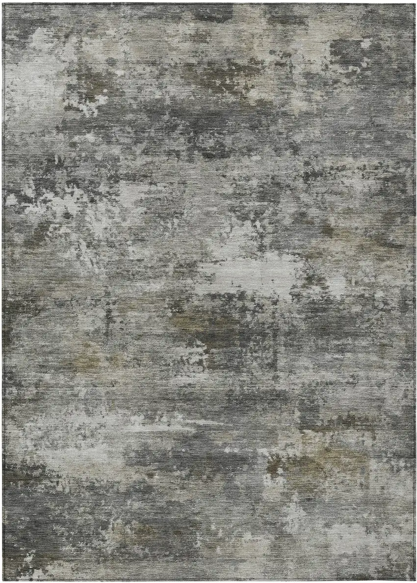 Gray And Silver Abstract Washable Indoor Outdoor Area Rug Photo 8