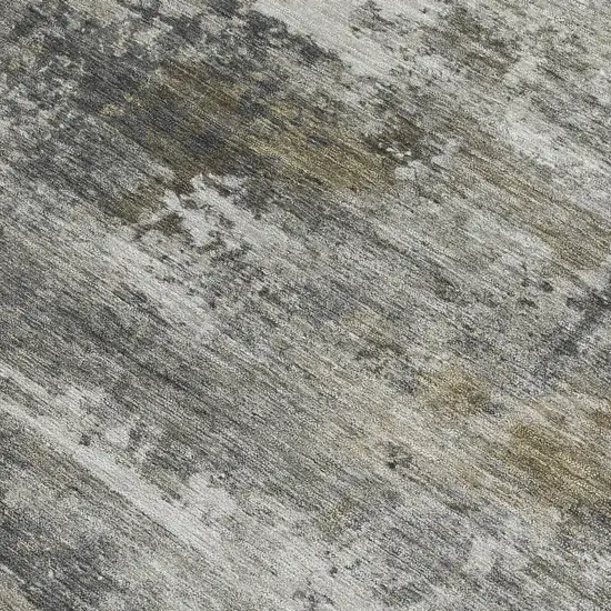 Gray And Silver Abstract Washable Indoor Outdoor Area Rug Photo 2