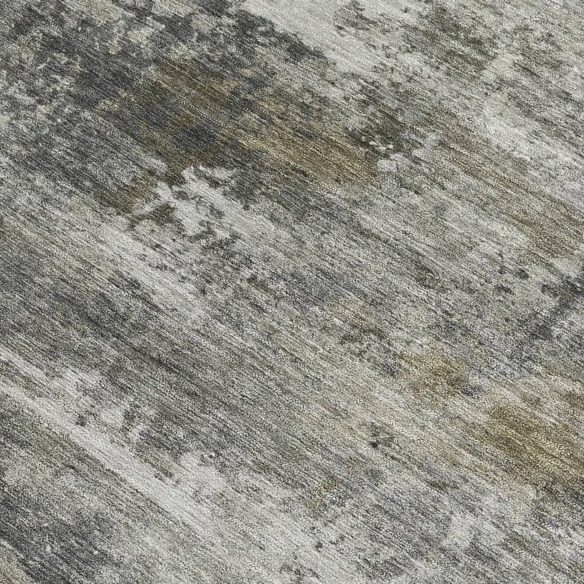 Gray And Silver Abstract Washable Indoor Outdoor Area Rug Photo 2