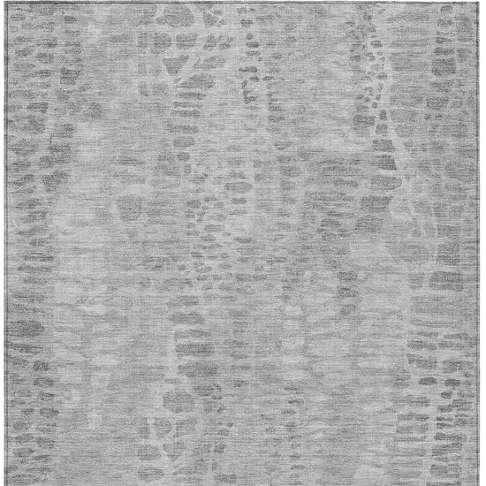 Gray And Silver Abstract Washable Indoor Outdoor Area Rug Photo 2