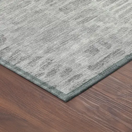 Gray And Silver Abstract Washable Indoor Outdoor Area Rug Photo 5