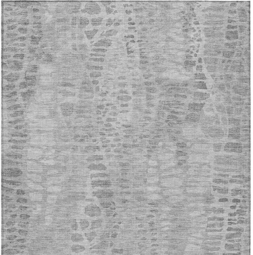 Gray And Silver Abstract Washable Indoor Outdoor Area Rug Photo 3