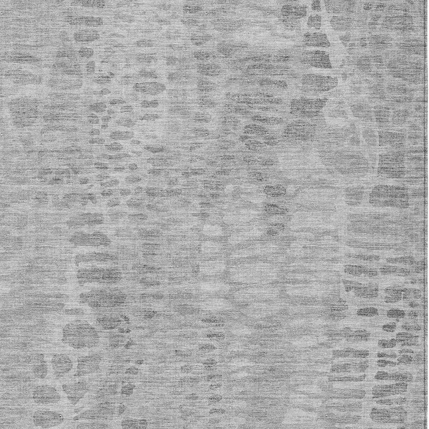 Gray And Silver Abstract Washable Indoor Outdoor Area Rug Photo 2