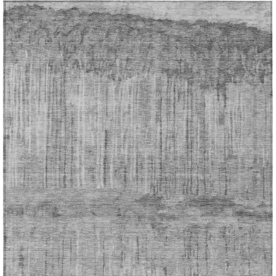 Gray And Silver Abstract Washable Indoor Outdoor Area Rug Photo 3