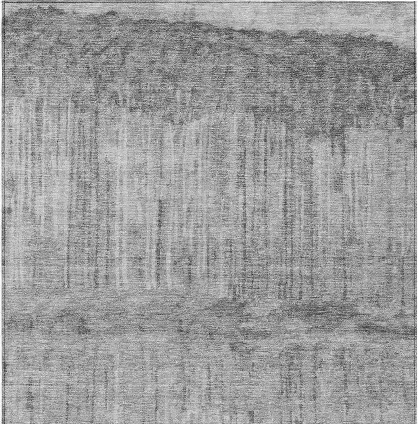 Gray And Silver Abstract Washable Indoor Outdoor Area Rug Photo 3