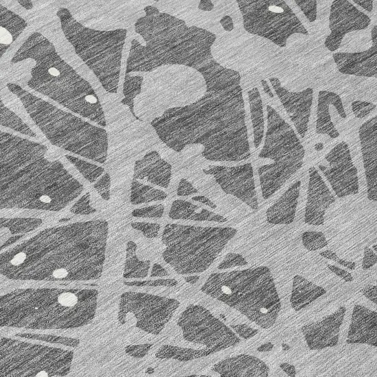 Gray And Silver Abstract Washable Indoor Outdoor Area Rug Photo 5