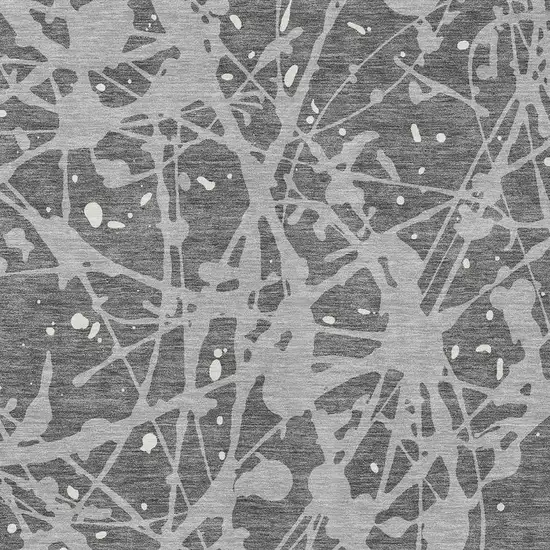 Gray And Silver Abstract Washable Indoor Outdoor Area Rug Photo 2