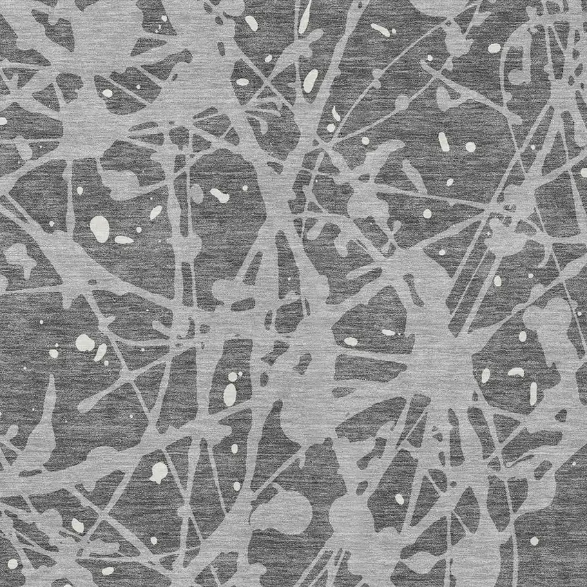 Gray And Silver Abstract Washable Indoor Outdoor Area Rug Photo 2